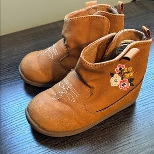 Carter's Tan Kids Boots with Floral Design
